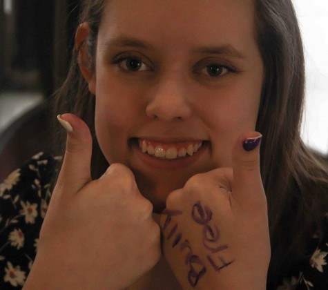 Thumbs up Thursday was to raise awareness of bullying and teen suicide.  Feb. 23-27 the school had pledges to be a bully free zone! Through GCAA, several girls were chosen to attend the Megan Meier Foundation assembly. The event was held at Maryville University. After this, the girls brought back what they had learned about bullying and helping out a friend. Junior, Brenna Joslin, one of the students who helped put Anti-Bullying Week together, sat at a table during lunch and got students to pledge to be bully-free. After pledging, students painted their thumbnails purple to show they had pledged.  “If no stage is too big, then no voice is too small.” a motto the girls use to represent what they are trying to get across about “speaking up and being heard.”