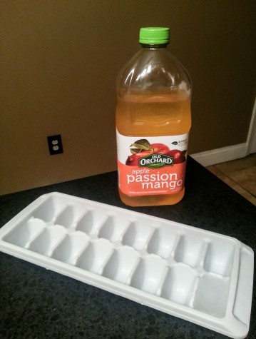 Step 1: Get juice and put it in an ice cube tray.
