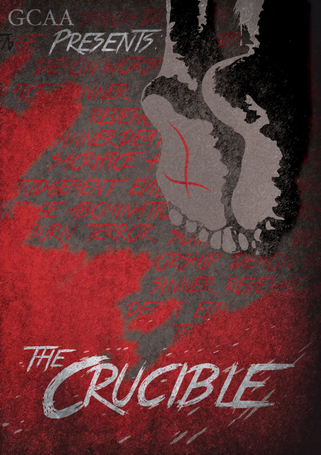 The official poster for GCAAs production of The Crucible. Shows are November 10th and 11th at 7:00pm in the Sun Theater.