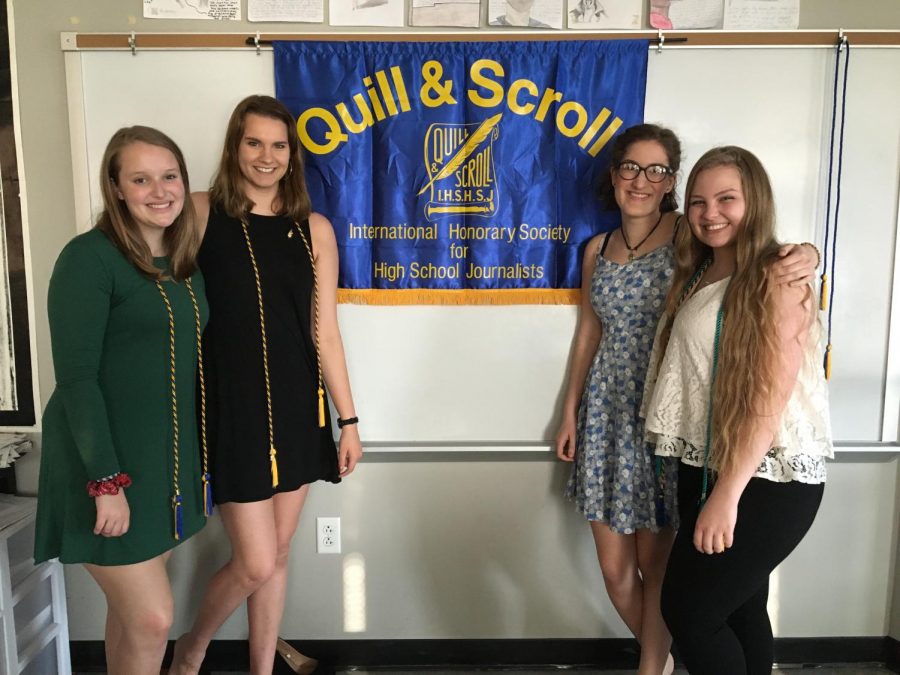 The editing team at the Quill and Scroll induction ceremony, the national honors society for high school journalists. 