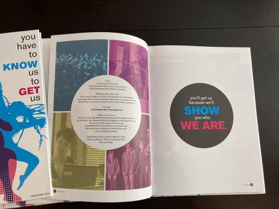 The opening spread of the 2020 Expression yearbook.