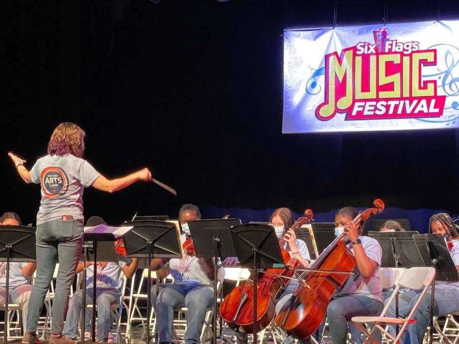 High School Orchestra performing piece at Six Flags Music Festival