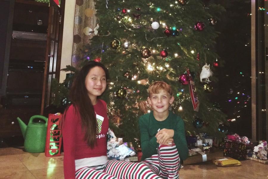 Iffrig and Michael [Wintory’s son] pose in front of the Christmas tree on December 24, in Richard Wintory’s home in Oro Valley, Arizona.