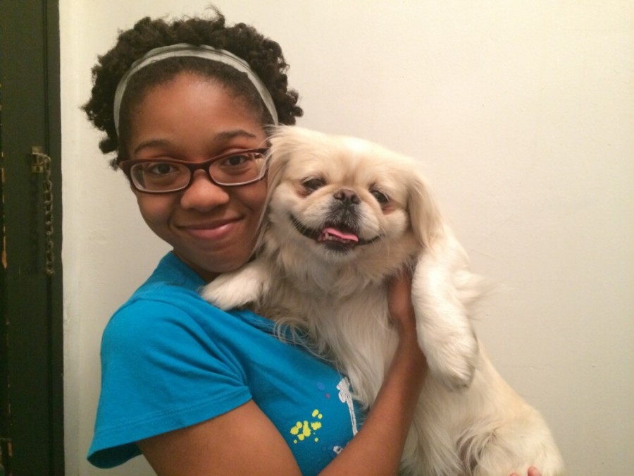 Patra Patton poses with new dog Lola. 