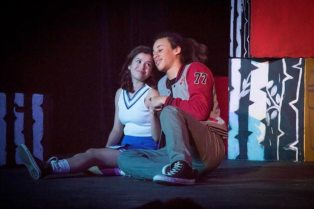 Hermia, played by Maria Pena and Lysander, played by Kohl Parker, express their love for each other. This is not how the story is expected to end. 
