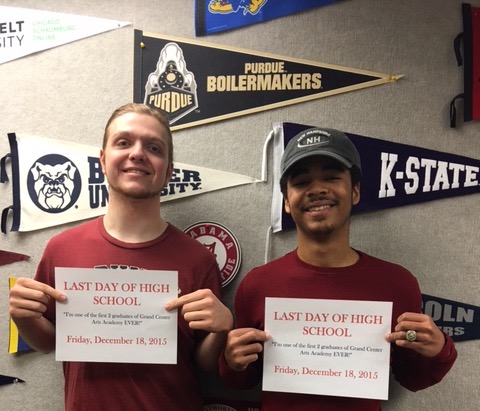 Smith (left) and Mosely (right)  on their last day of school.