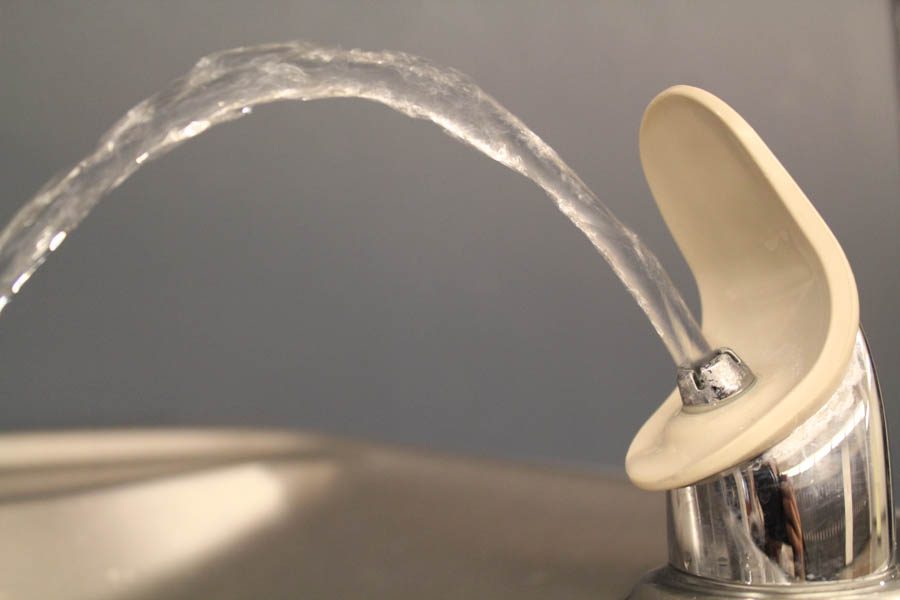 Close up of the third floor water fountain. Results show  that these fountains are lead free.  