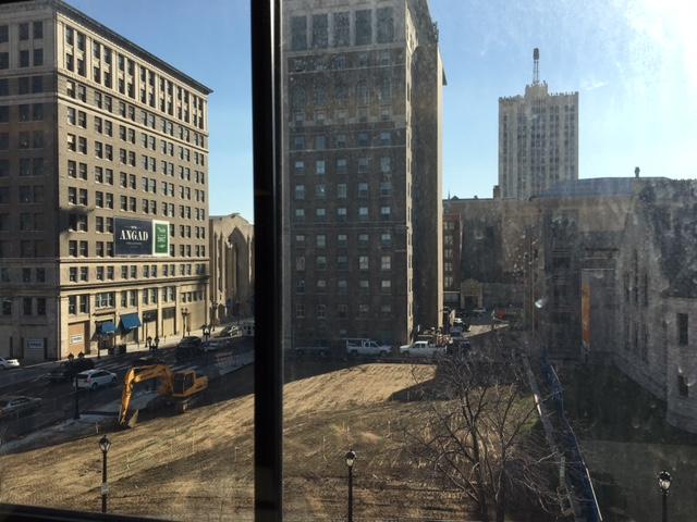 View from the fourth floor of Arts Academy Plaza construction site. The Plaza is scheduled to be completed by Spring of 2017.