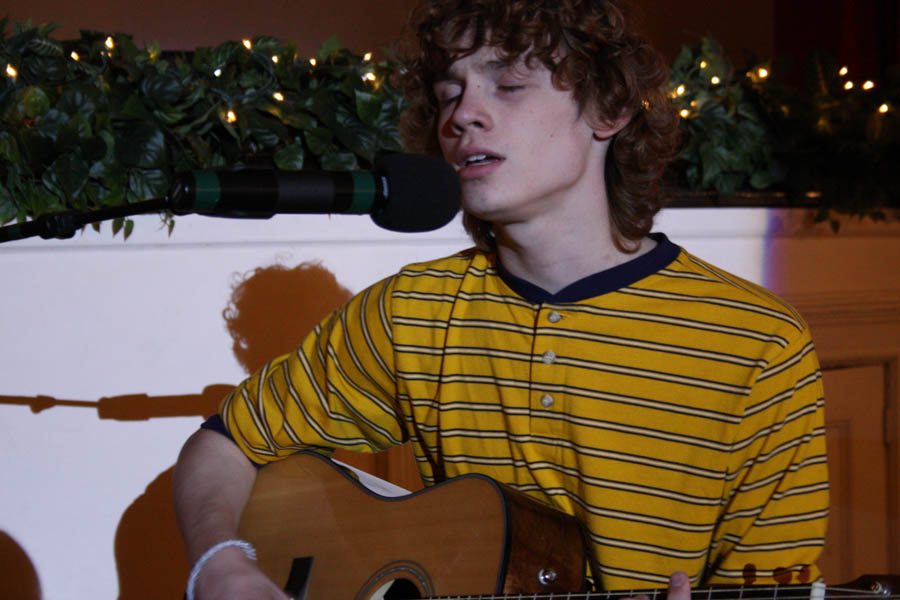 Thomas Judkins, sophomore, performs “Together.”  Judkins  says he chose the song before knowing the event’s theme, but he was surprised to find he felt like it fit perfectly in a theme meant to celebrate unity and diversity.