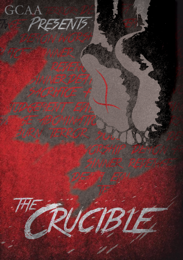 The official poster for GCAA's production of The Crucible. Shows are November 10th and 11th at 7:00pm in the Sun Theater.