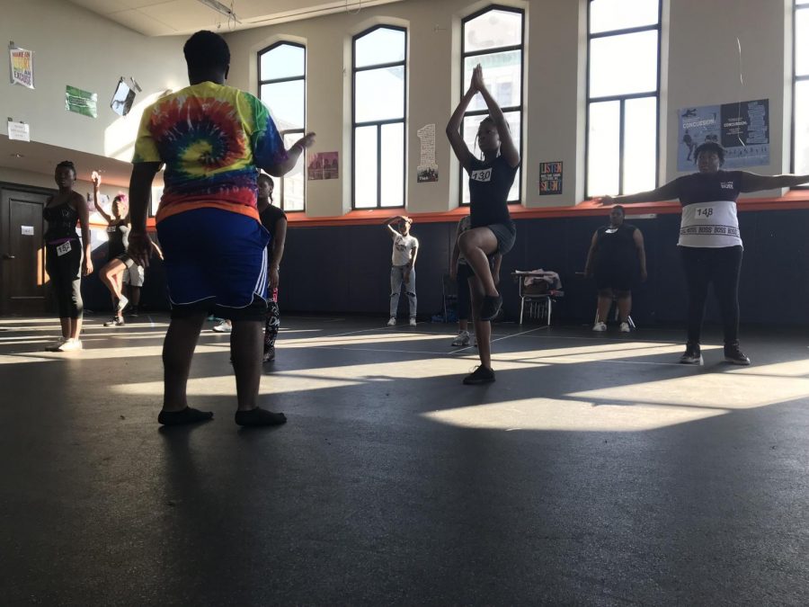 Nate Branch, The Phoenix Elites Captain and creator, teaching a step combination to auditioning students on the sixth floor. 