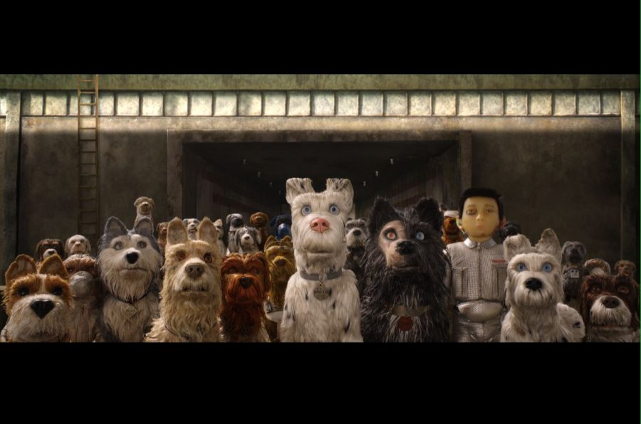 Bill Murray as “Boss,” Jeff Goldblum as “Duke,” Edward Norton as “Rex,” Bob Balaban as “King,” Liev Shreiber as “Spots,” Harvey Keitel as “Gondo,” Koyu Rankin as “Atari Kobayashi” and Bryan Cranston as "Chief” in the film ISLE OF DOGS.