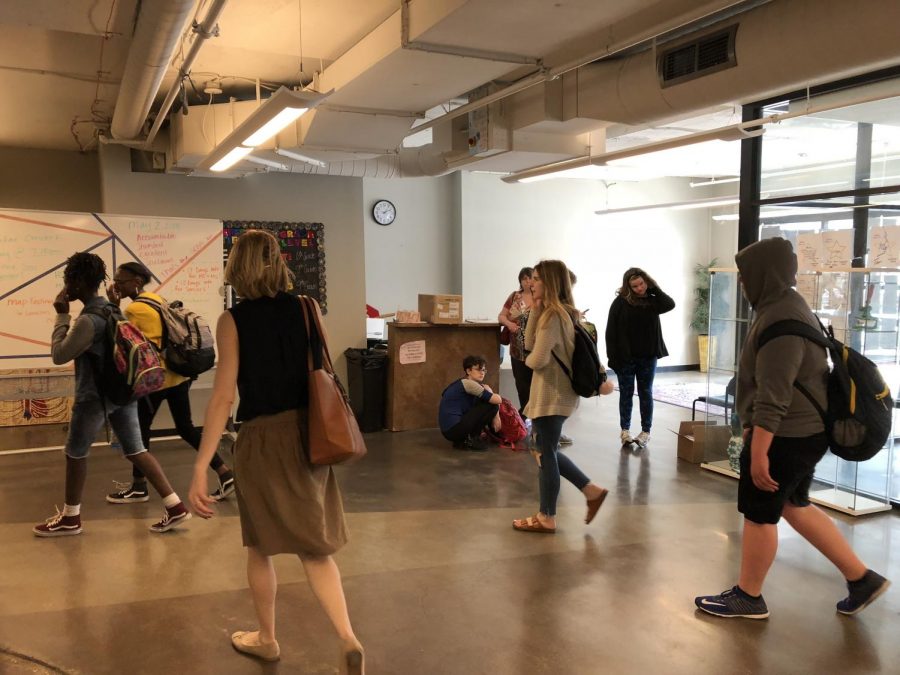 After the building was cleared at about 1:55 pm, students and staff head back into the building. Students were called down for lunch, or early dismissal over the intercom. 