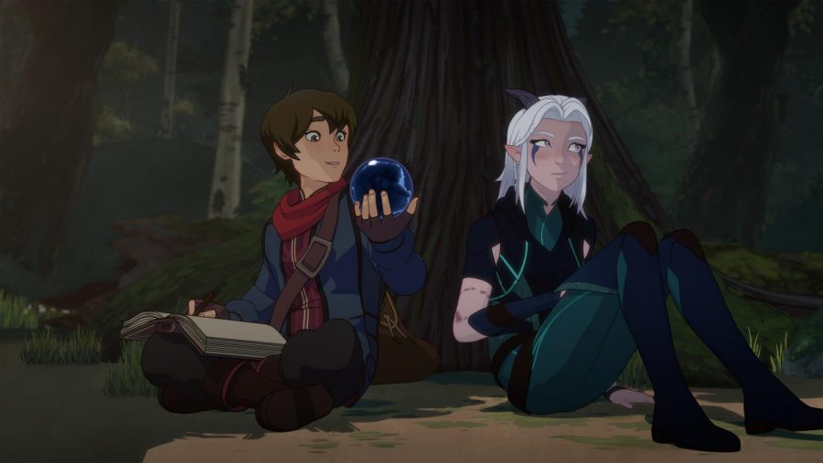 Callum (left) and Rayla (right) in Netflix's "The Dragon Prince." Used with permission.