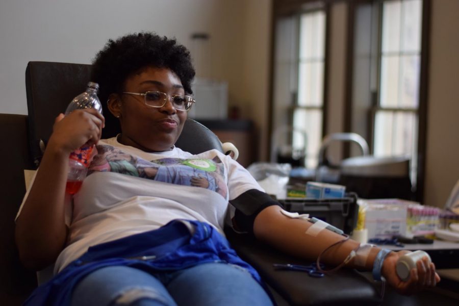 Junior Yasmiiah Edwards waiting for blood to be drawn.